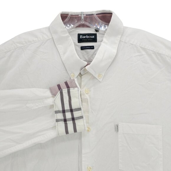 BARBOUR White Dress Tartan Crichton Long Sleeve Shirt Tailored Fit Size US XXL - Picture 1 of 9